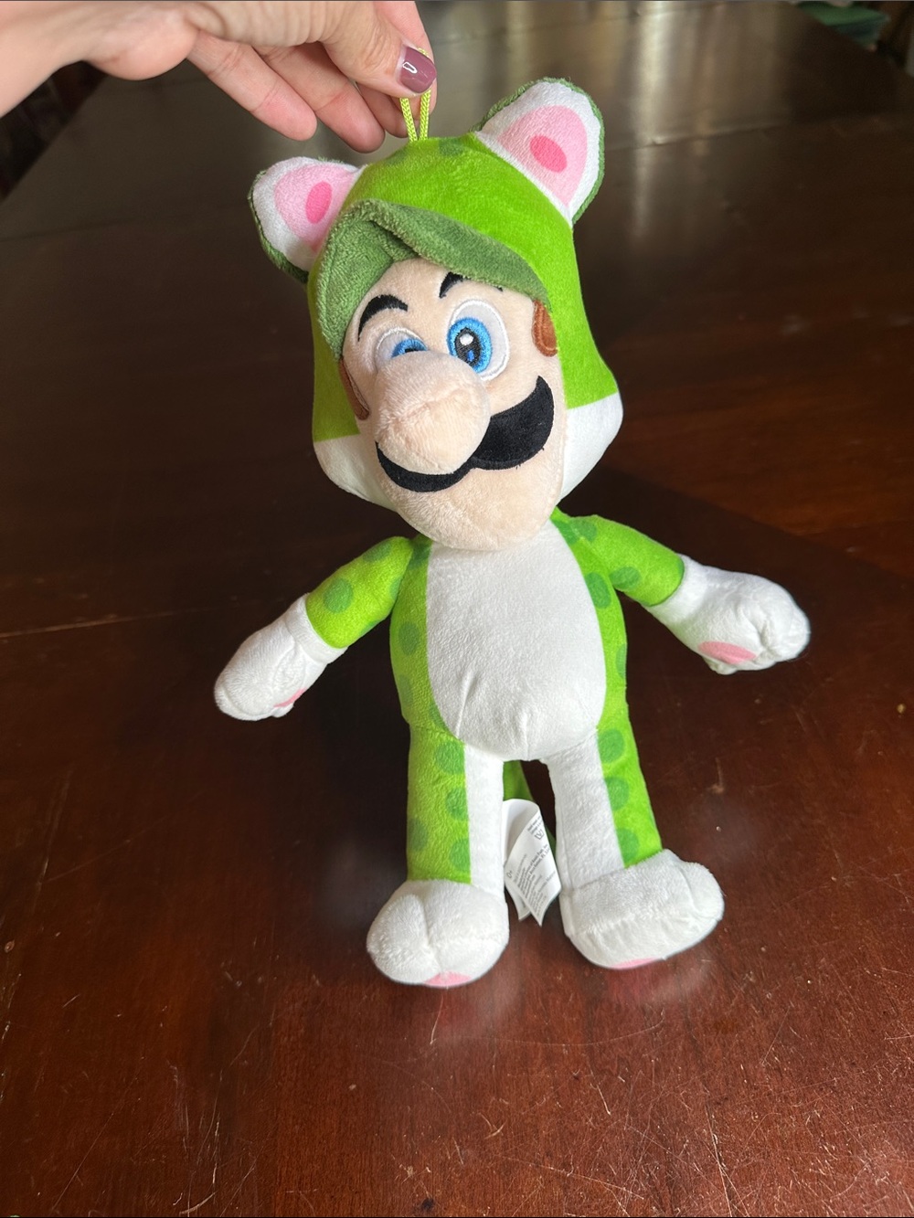 Nintendo Green and White Neko Cat Luigi Plush - Pink Accent Ears & Paws